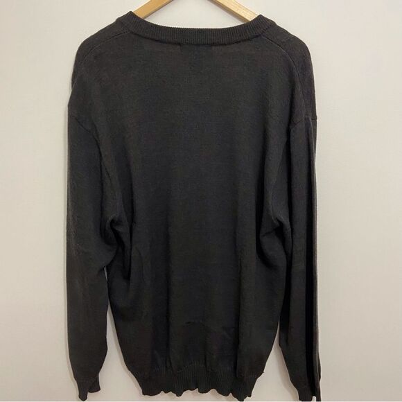 HUNT Club Grandpa 50% wool blend button up cardigan in large grey charcoal - Picture 3 of 15